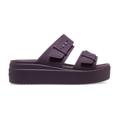 Brooklyn Buckle Low Wedge Sandal - Plush Plum