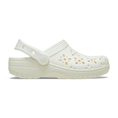 Classic Floral Cut-Out Clog - Chalk