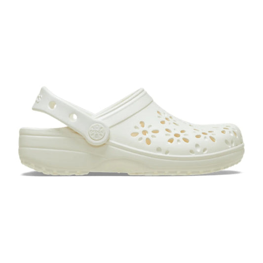 Classic Floral Cut-Out Clog - Chalk