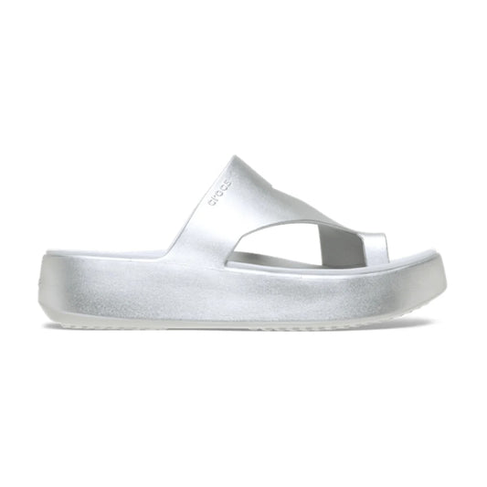 Getaway Platform Toe Loop Metallic Sandal - Silver