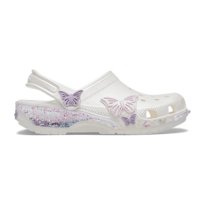 Kids' Classic Butterfly Sparkle Shaker Clog - White