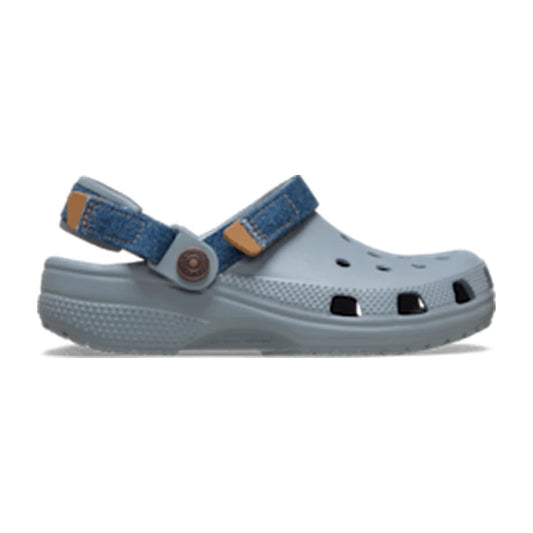 Kids' Classic Denim Adjustable Backstrap Clog - Concrete