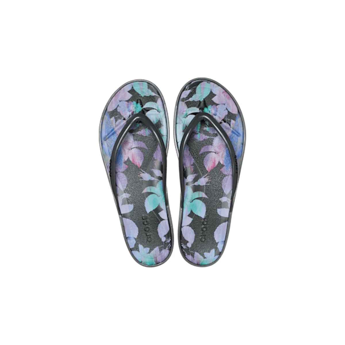 Miami Round Toe Dark Floral Flip - Black Sand
